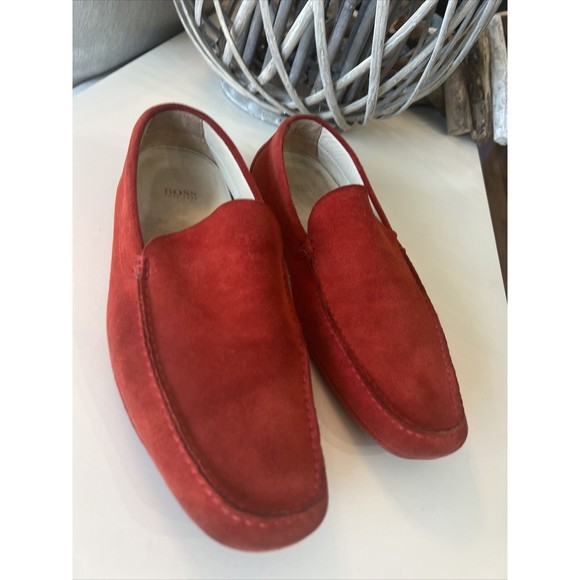 BOSS Hugo Boss Slip-On Suede Loafers, Moccasins Men's Holiday RED Sz 9 - Picture 2 of 9